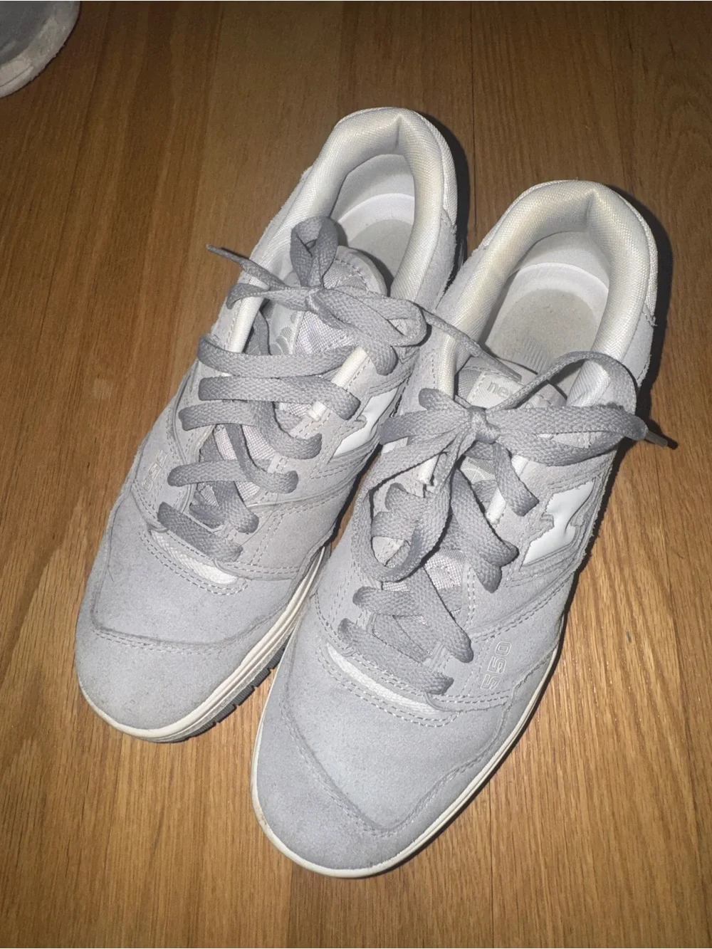 New Balance 550 Light Grey Suede Sneakers
